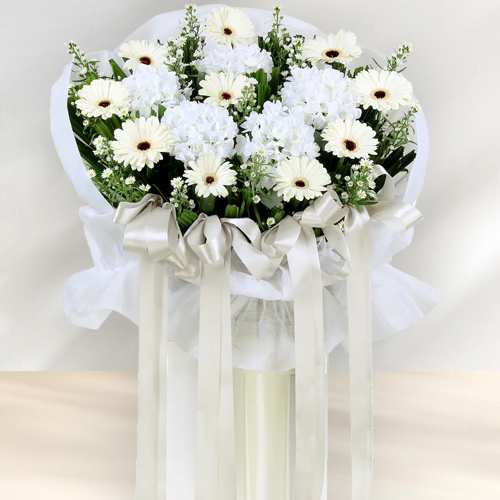 Elegant White Condolence Flower Wreath
