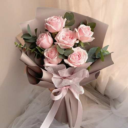 6 Stalk Light Pink Rose Bouquet