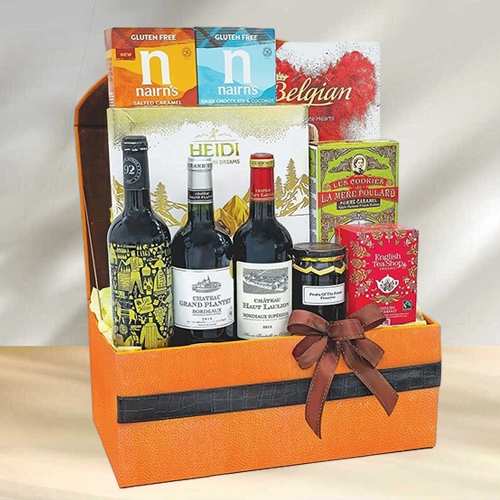 Food Hamper With Wine Trio