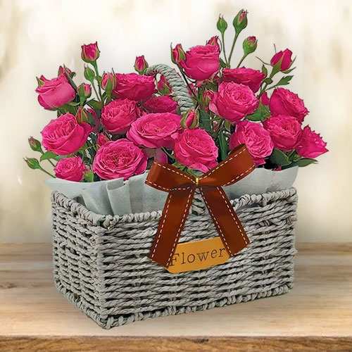 - Pink Rose Basket For Valentine's Day