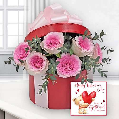 - Valentine’s Pink Rose Box Delivery
