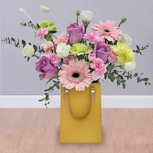 Vibrant Bloom Handbag Vase For Mom
