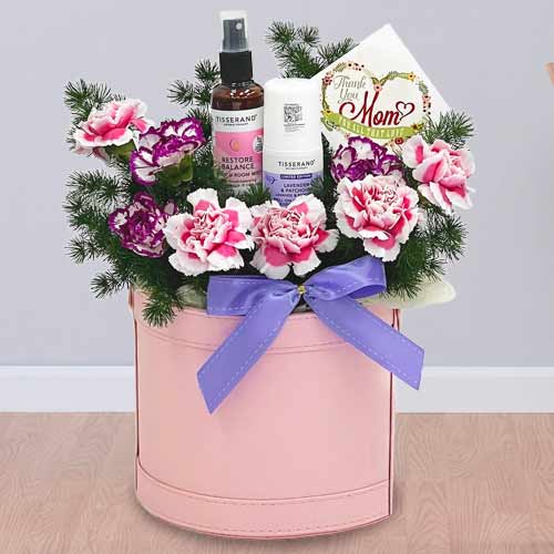 Aromatic Wellness & Floral Gift Basket For Mom