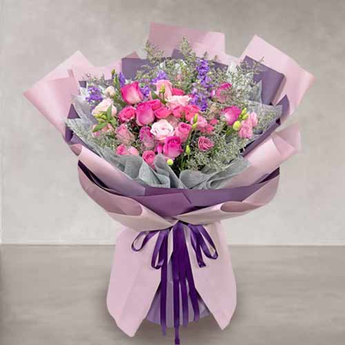 Blushing Pink Rose Hand Bouquet For Mom