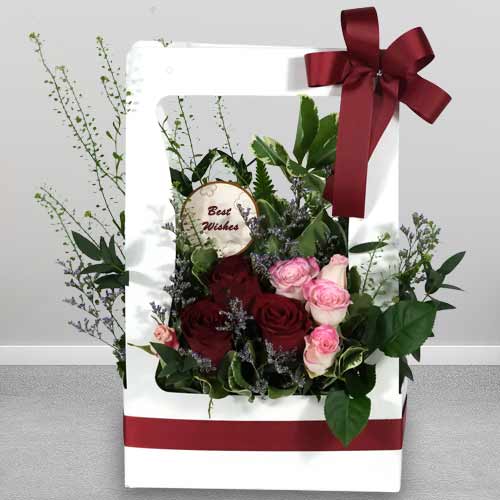 Blush & Scarlet Rose Arrangement For Mom