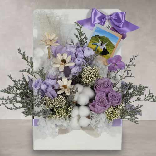 Royal Lavender Preserved Floral Box For Mom