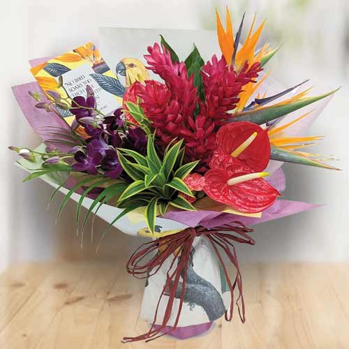Exotic Tropical Bouquet: Bird Of Paradise & Red Ginger