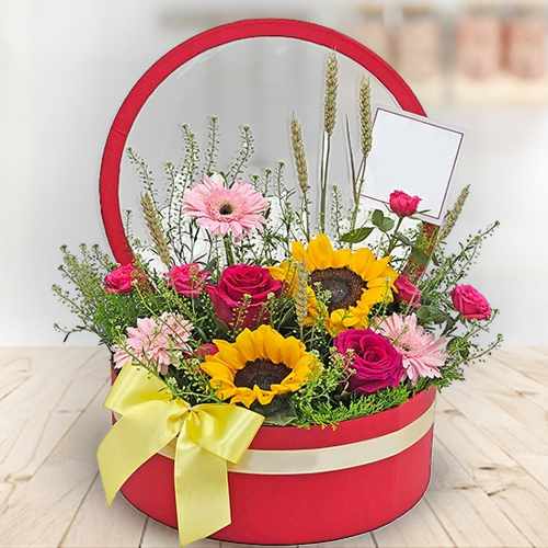 Sunflower & Pink Floral Bouquet For Memorable Singapore Celebrations
