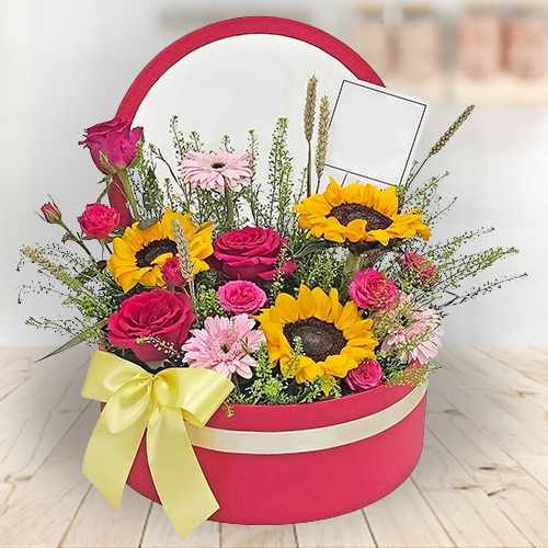 Sunflower & Pink Floral Bouquet For Singapore Special Occasions