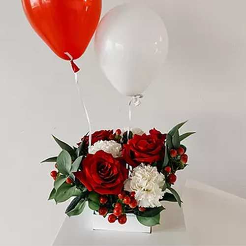 Surprise Flower Box-Birthday Gift Of Flowers And Balloons