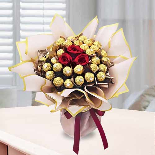 - Valentine Rose And Chocolate Gift