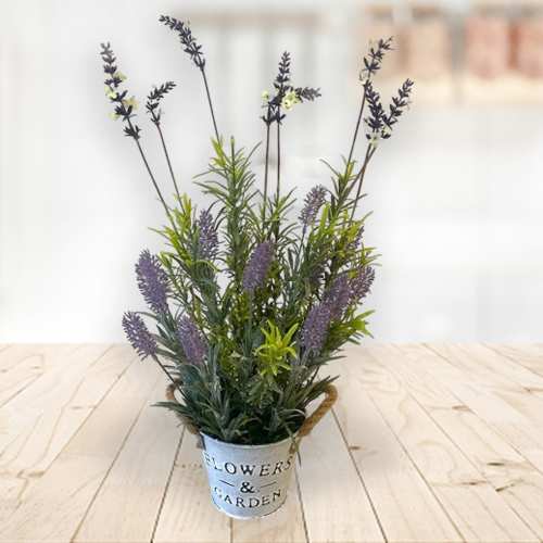 Potted Artificial Lavender In Zinc Pot-Wedding Congratulations Gift