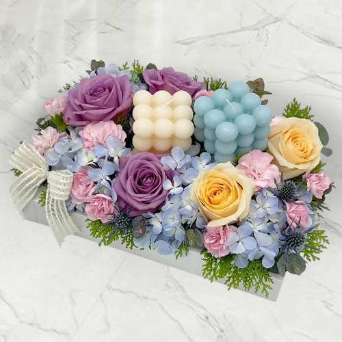 - Flower And Candle Arrangement For Mother's Day