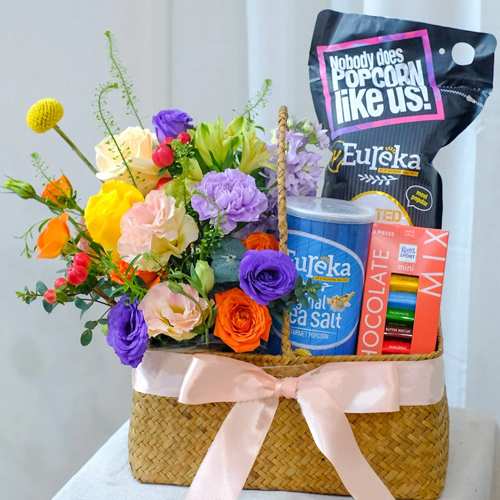 - Flower Snack And Chocolate Hamper