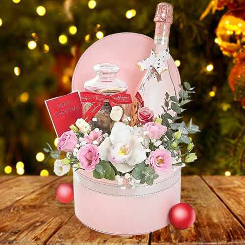 Pink Sparkle Holiday Gifts-Luxury Sparkling Wine Gift Set Festive