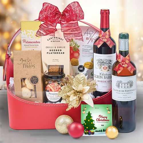 Winter Gourmet Treasures-Corporate Holiday Wine & Snack Gift